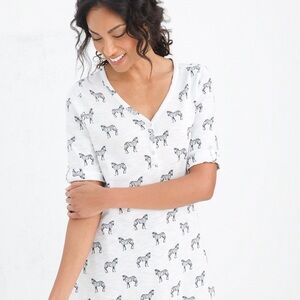 Chico's Cotton-blend Slub Henley Zebra Print Tunic